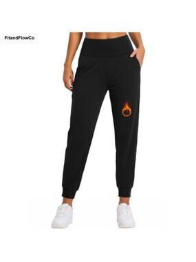 Fleece Lined Joggers High Waist Pockets Hiking Pants